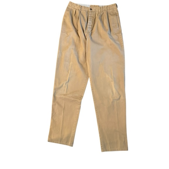 Vintage J Crew 90s Pants Mens 30x33 Beige Oarsman Pleated Classic Fit Cotton